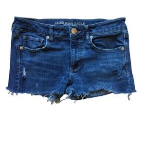 AEO Custom Skinny Kick Cut Off Distressed Mid Rise Shorts 8
